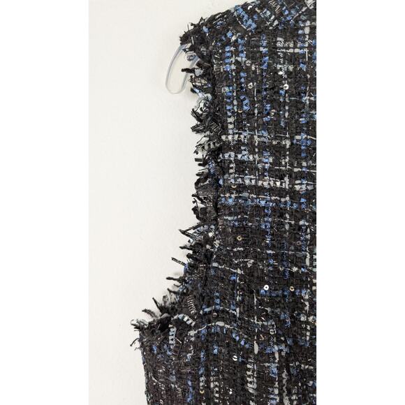 Boho Chic metallic tweed dress Bust42" waist37" length42"Fringed sz16 Lined EUC - Picture 5 of 10